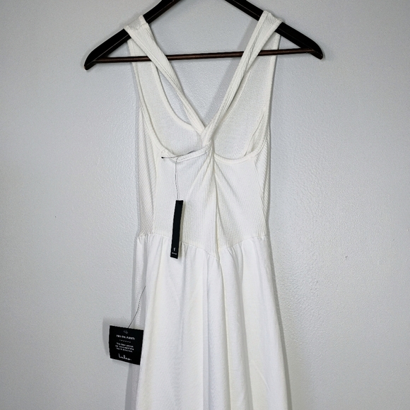 Lulu's Summer Beauty White Ribbed Twist Back Midi Dress Balletcore Size Large - Picture 7 of 12